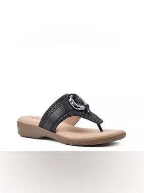 Cliffs - Benedict - Black Woven Sandals with Buckle - Women's Size 7